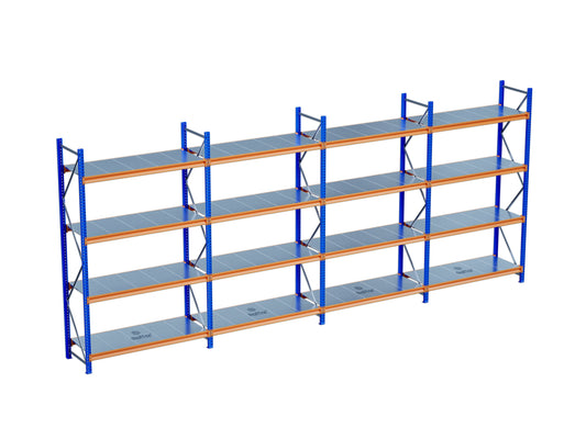 4 Katlı 4li Bitişik Endüstriyel Depo Raf Sistemi – Hafif Yük Rafı