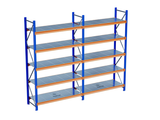 5 Katlı 2li Bitişik Endüstriyel Depo Raf Sistemi – Hafif Yük Rafı