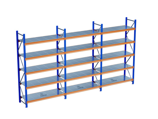 5 Katlı 3li Bitişik Endüstriyel Depo Raf Sistemi – Hafif Yük Rafı