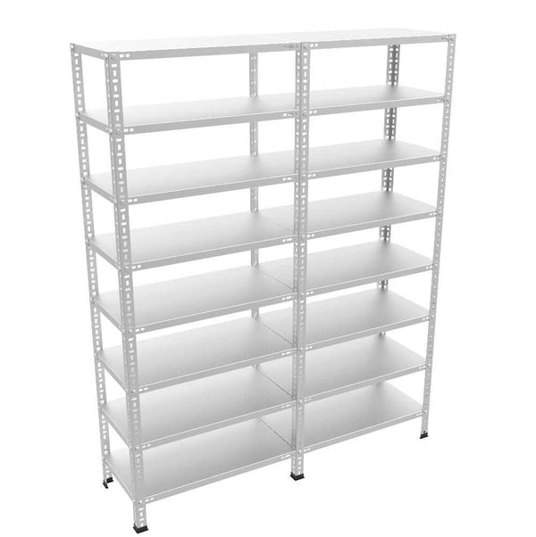 8 Katlı 2’li Bitişik Çelik Raf Sistemi | Galvaniz Depo Rafı | Demir Metal Raf | Cıvatalı Raf