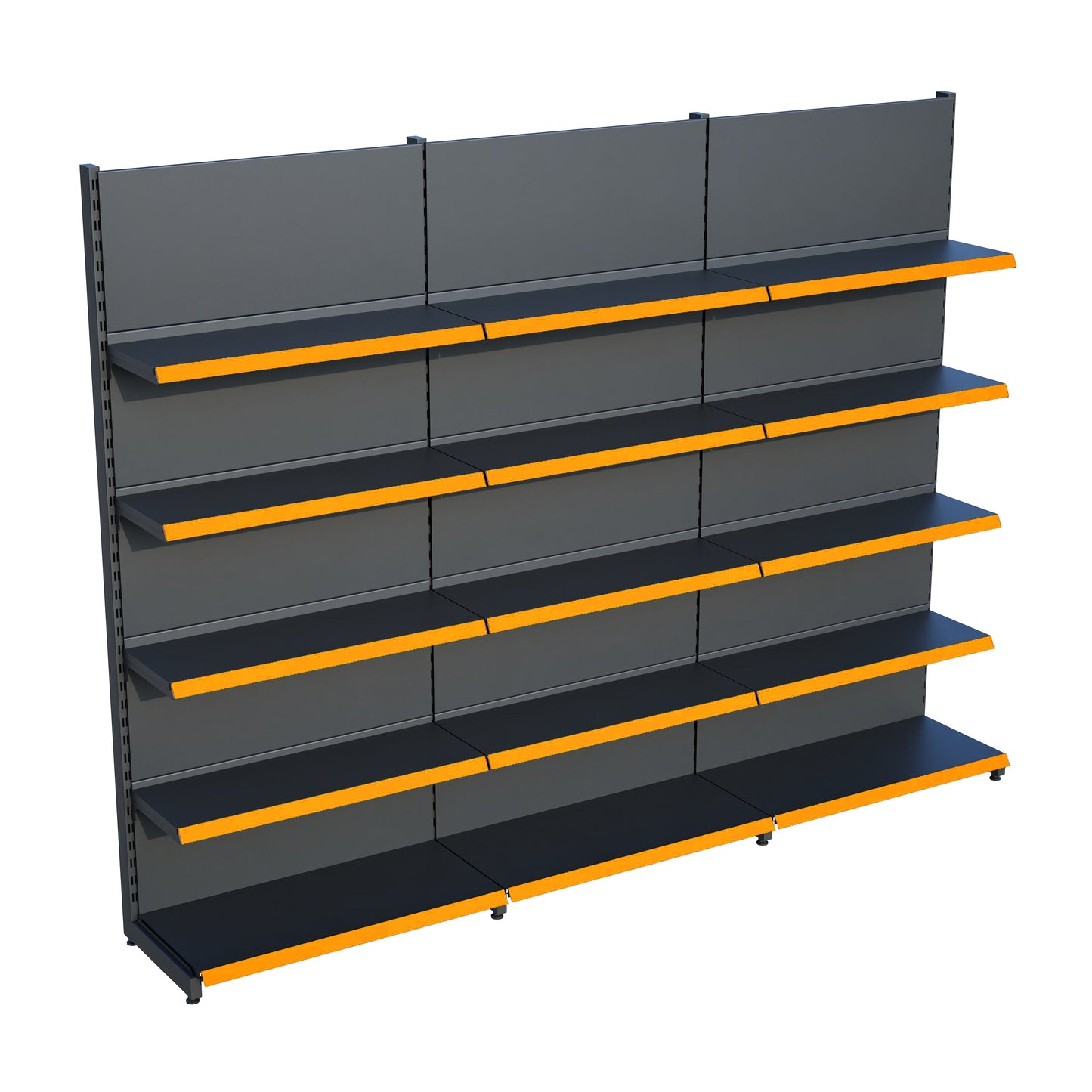 Antrasit Market Petshop Kırtasiye Rafı Duvar Ünitesi D30CMxG180CMxH220CM Antrasit Market Raf Sistemi