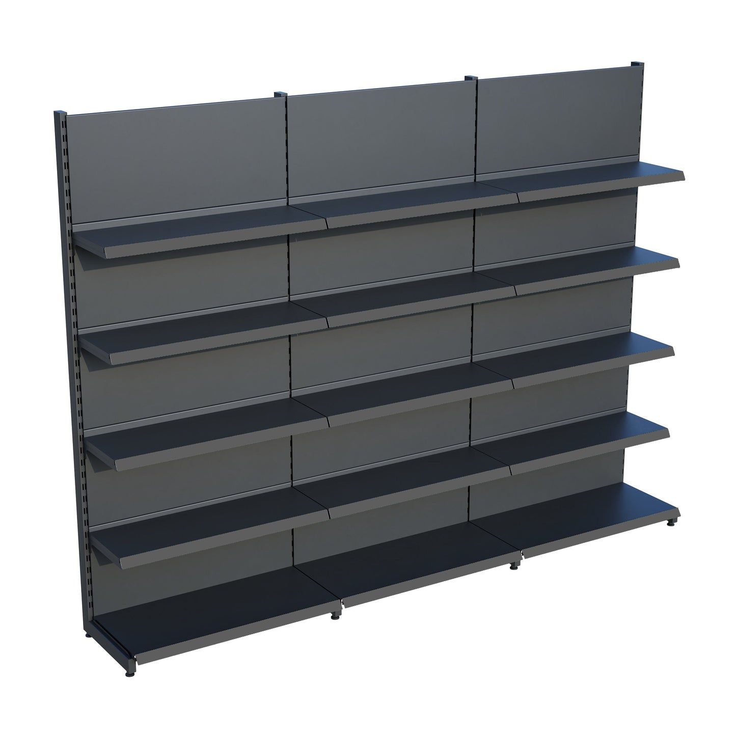 Antrasit Market Petshop Kırtasiye Rafı Duvar Ünitesi D30CMxG180CMxH220CM Antrasit Market Raf Sistemi