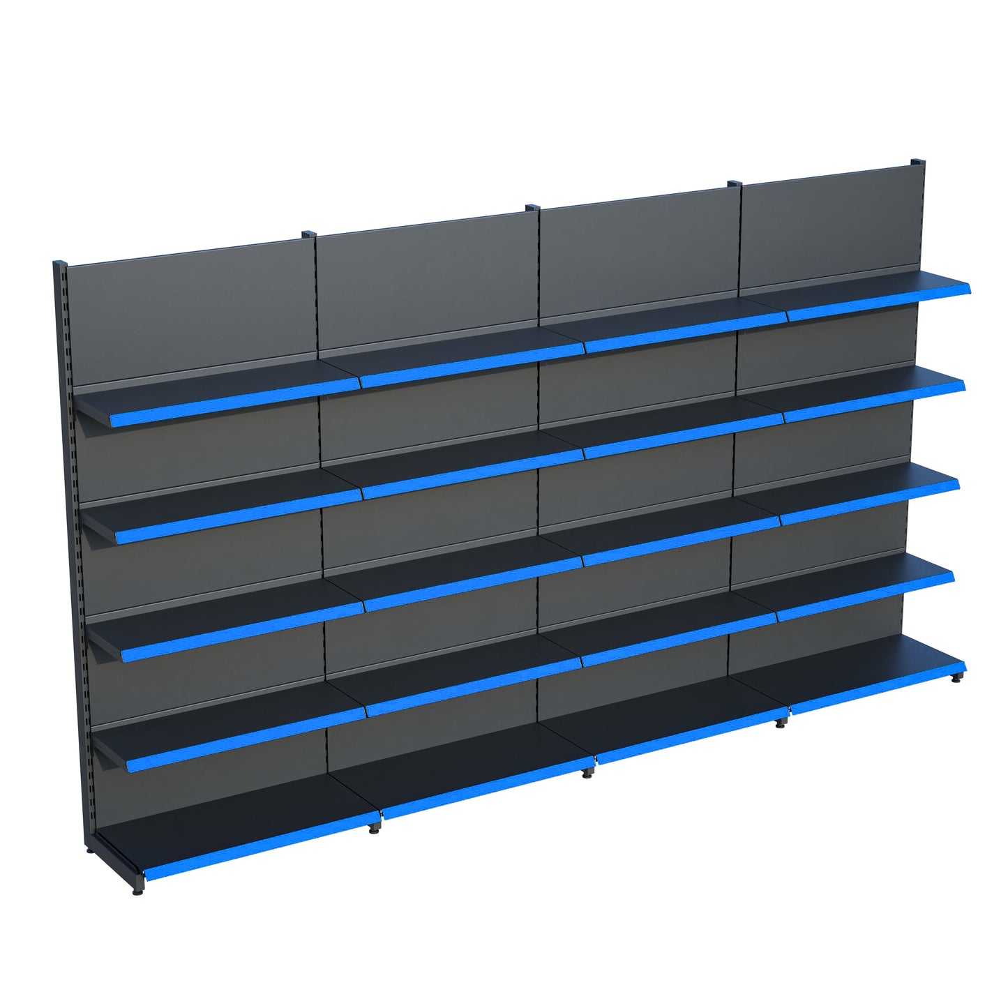 Antrasit Market Petshop Kırtasiye Rafı Duvar Ünitesi D30CMxG400CMxH220CM Antrasit Market Raf Sistemi