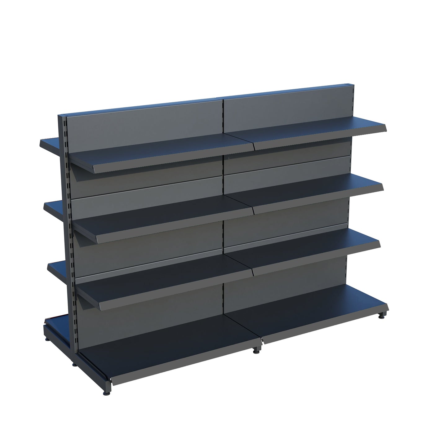 Antrasit Renk 4 Katlı Çiftli Orta Reyon | Market Rafı | Yükseklik H140 CM|