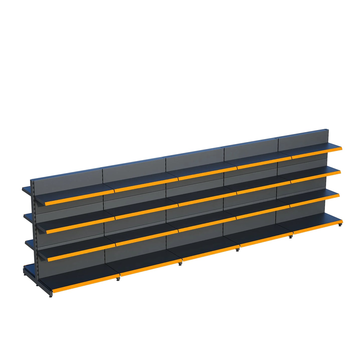 Antrasit Metal Çift Yönlü Orta Reyon 4 Katlı 5'li Birleşik Market Raf Sistemi | Market Rafı | G450CM Yükseklik H140 CM| Raffar