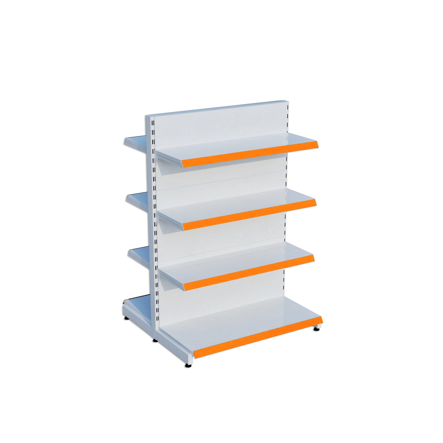 Beyaz Renk 4 Katlı Çiftli Orta Reyon | Market Rafı | Yükseklik H140 CM|