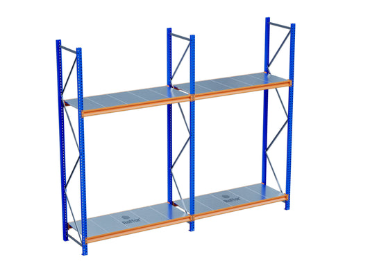 2 Katlı 2li Bitişik Endüstriyel Depo Raf Sistemi – Hafif Yük Rafı