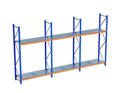 2 Katlı 3li Bitişik Endüstriyel Depo Raf Sistemi – Hafif Yük Rafı