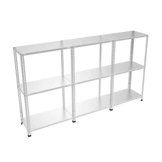3 Katlı 3’li Bitişik Çelik Raf Sistemi | Galvaniz Depo Rafı | Demir Metal Raf |