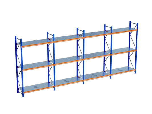 3 Katlı 4li Bitişik Endüstriyel Depo Raf Sistemi – Hafif Yük Rafı