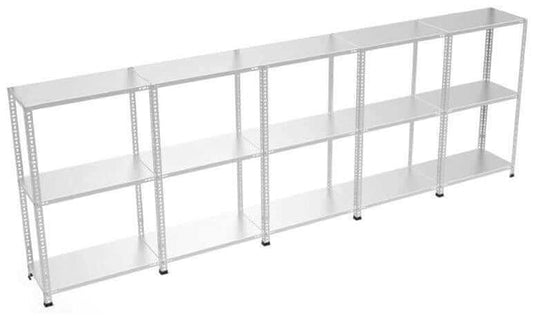 3 Katlı 5’li Bitişik Çelik Raf Sistemi | Galvaniz Depo Rafı | Demir Metal Raf |