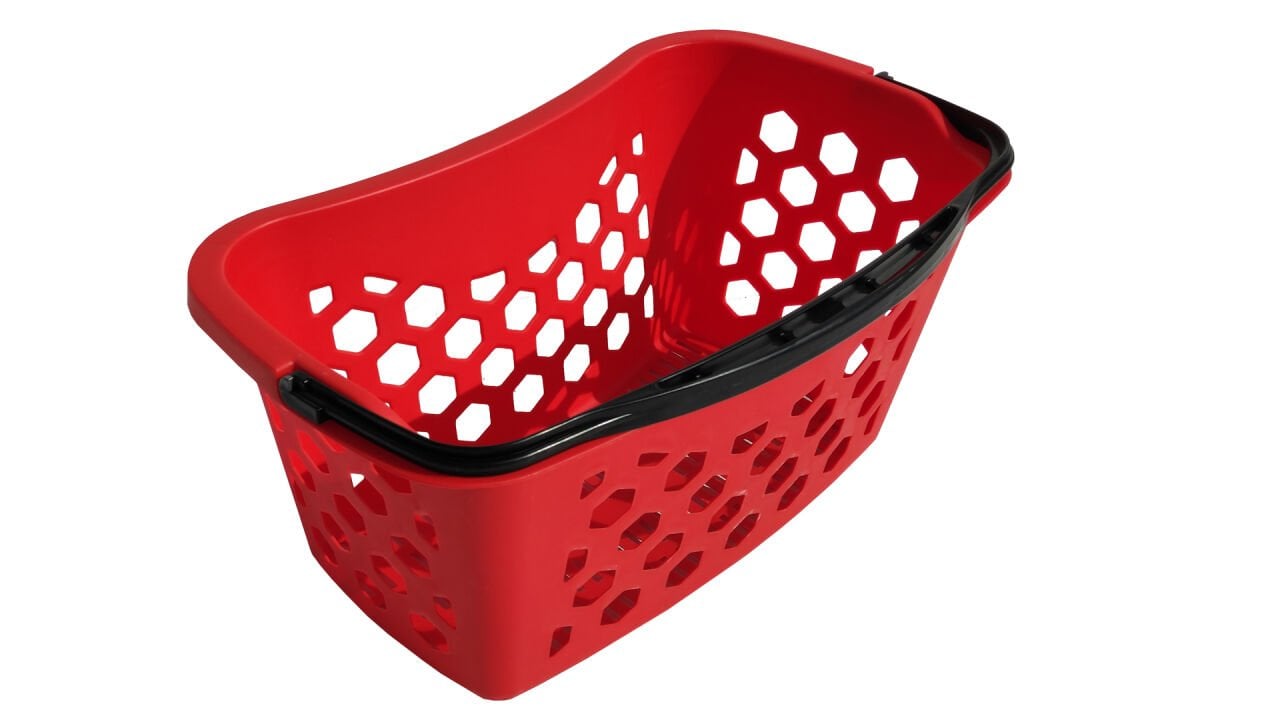 (5'li Paket) Plastik Alışveriş Sepeti Tek Saplı 25 Litre