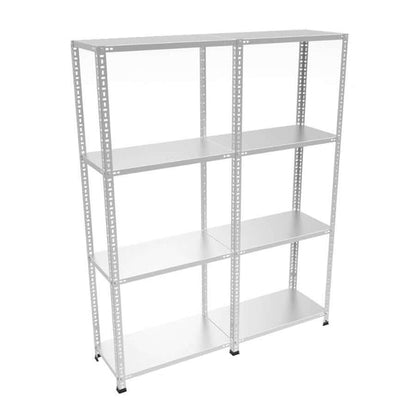 4 Katlı 2’li Bitişik Çelik Raf Sistemi | Galvaniz Depo Rafı | Demir Metal Raf |