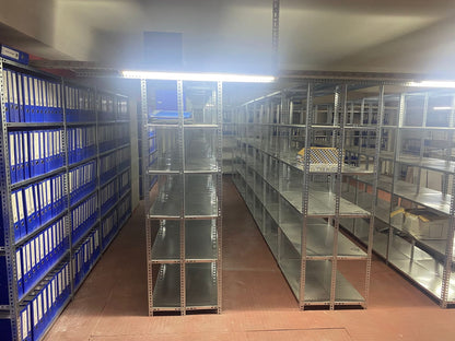 4 Katlı 2’li Bitişik Çelik Raf Sistemi | Galvaniz Depo Rafı | Demir Metal Raf |