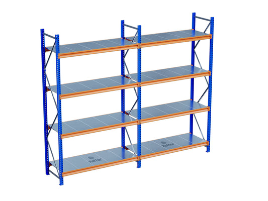 4 Katlı 2li Bitişik Endüstriyel Depo Raf Sistemi – Hafif Yük Rafı