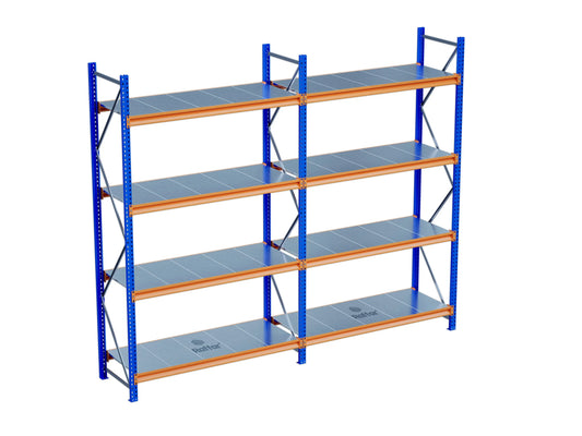 4 Katlı 2li Bitişik Endüstriyel Depo Raf Sistemi – Hafif Yük Rafı Raffar