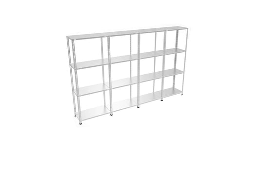 4 Katlı 4’li Bitişik Çelik Raf Sistemi | Galvaniz Depo Rafı | Demir Metal Raf |