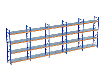 4 Katlı 5li Bitişik Endüstriyel Depo Raf Sistemi – Hafif Yük Rafı