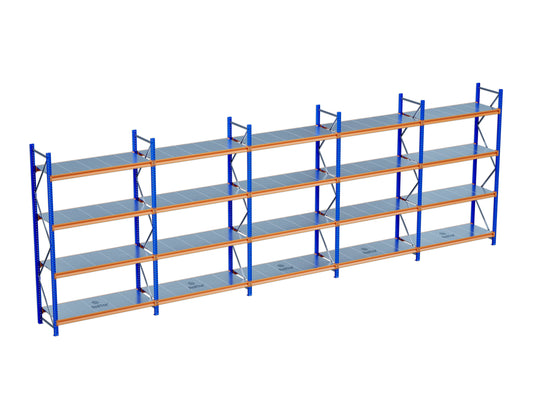 4 Katlı 5li Bitişik Endüstriyel Depo Raf Sistemi – Hafif Yük Rafı