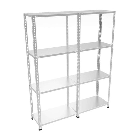 4 Katlı 2’li Bitişik Çelik Raf Sistemi | Galvaniz Depo Rafı | Demir Metal Raf | Cıvatalı Raf