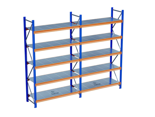 5 Katlı 2li Bitişik Endüstriyel Depo Raf Sistemi – Hafif Yük Rafı Raffar
