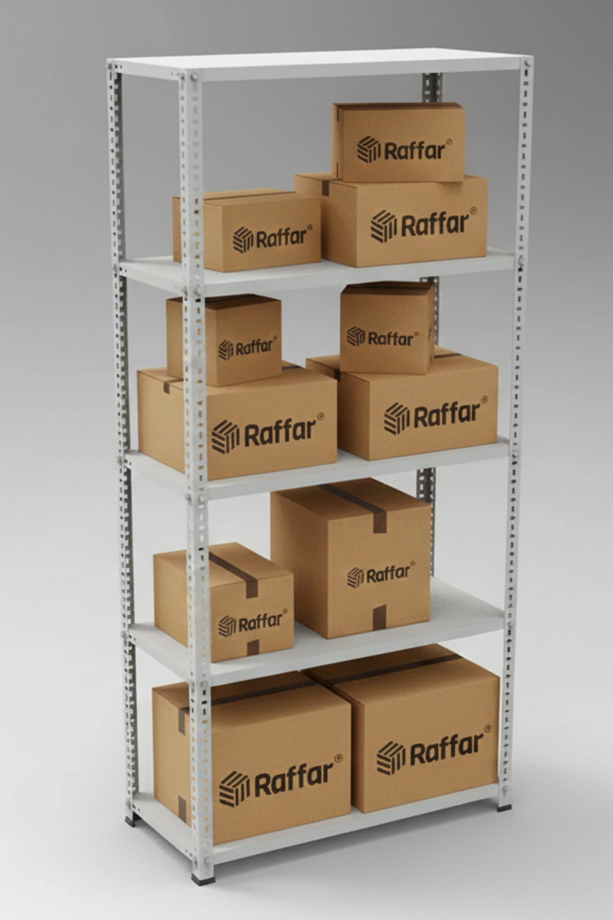 5 Katlı Çelik Raf Sistemi | Galvaniz Depo Rafı | Demir Metal Raf |