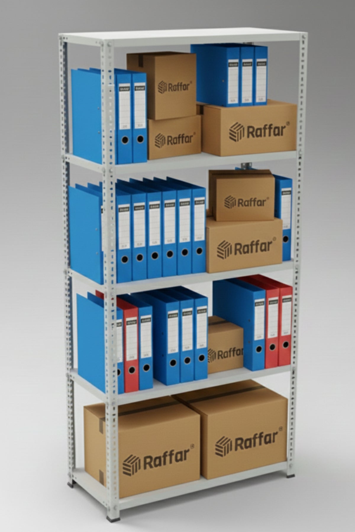 5 Katlı Çelik Raf Sistemi | Galvaniz Depo Rafı | Demir Metal Raf |