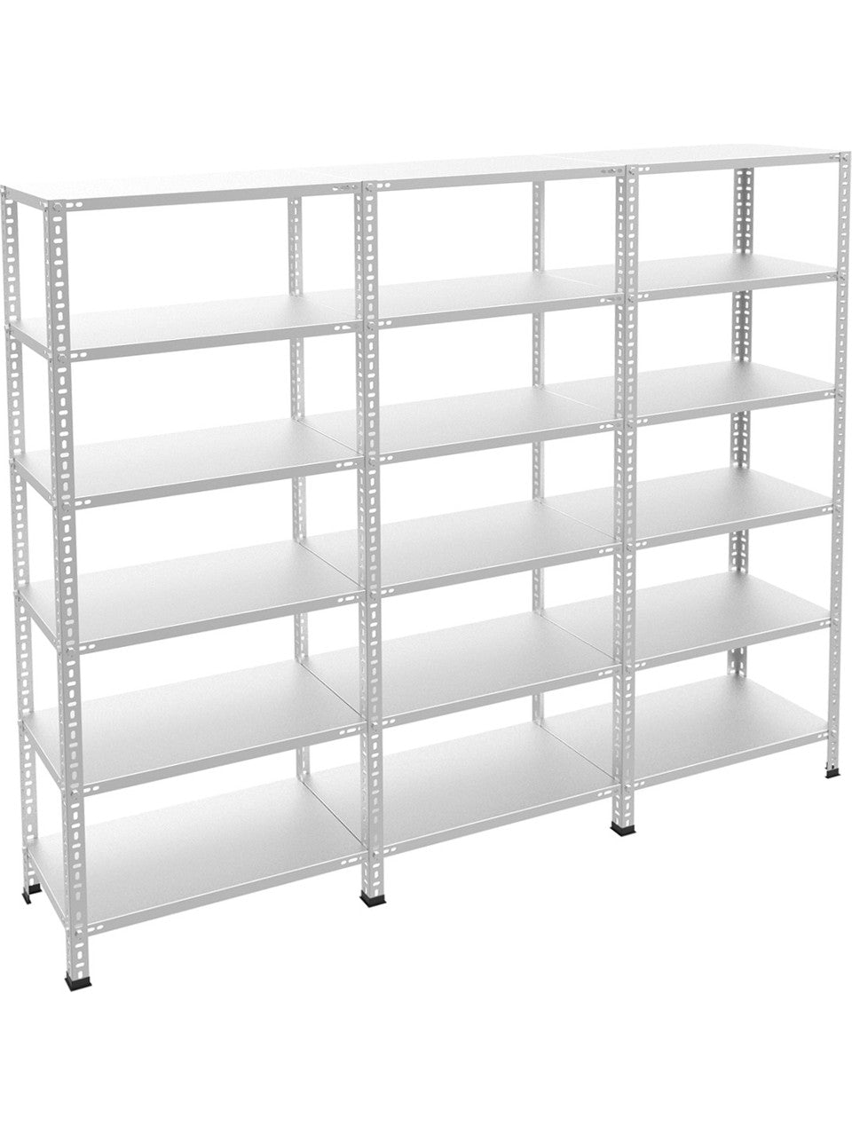 6 Katlı 3’lü Bitişik Çelik Raf Sistemi | Galvaniz Depo Rafı | Demir Metal Raf |