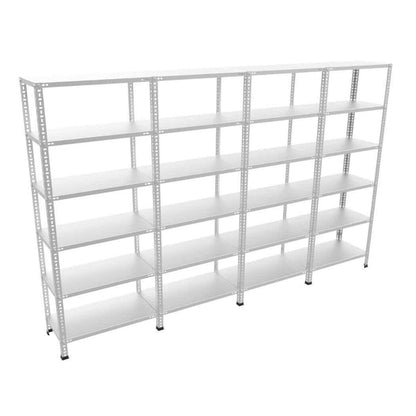 6 Katlı 4’li Bitişik Çelik Raf Sistemi | Galvaniz Depo Rafı | Demir Metal Raf |