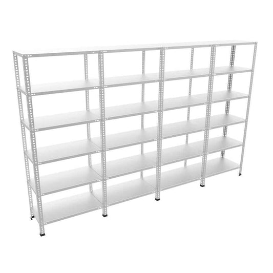 6 Katlı 4’li Bitişik Çelik Raf Sistemi | Galvaniz Depo Rafı | Demir Metal Raf |