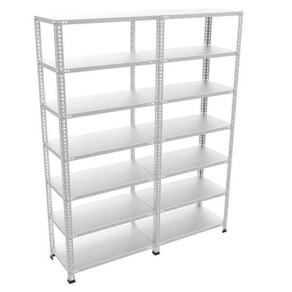 7 Katlı 2’li Bitişik Çelik Raf Sistemi | Galvaniz Depo Rafı | Demir Metal Raf |