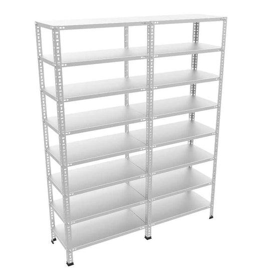8 Katlı 2’li Bitişik Çelik Raf Sistemi | Galvaniz Depo Rafı | Demir Metal Raf |