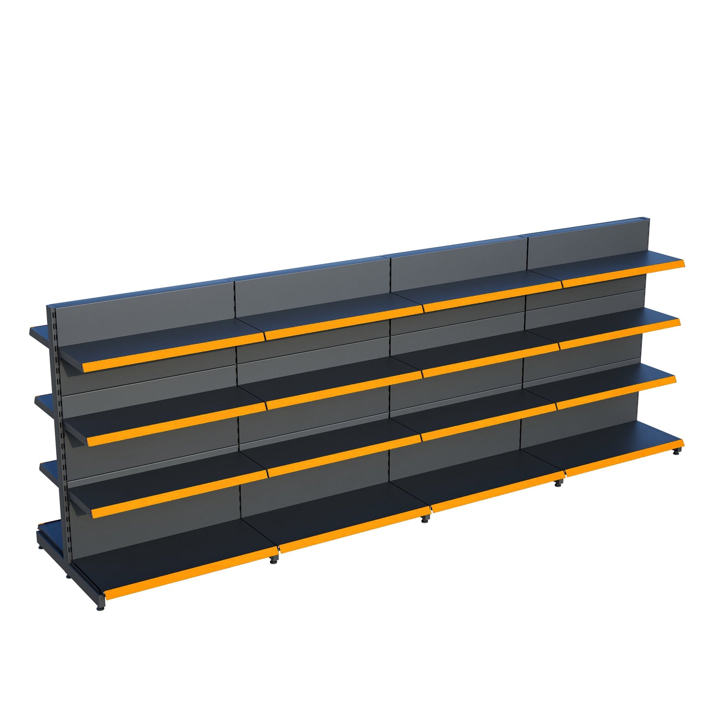 Antrasit Çift Yönlü Orta Reyon Market RafıD30CMxG320CMxH140CM