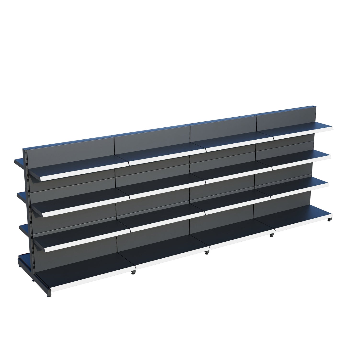 Antrasit Çift Yönlü Orta Reyon Market RafıD30CMxG320CMxH140CM