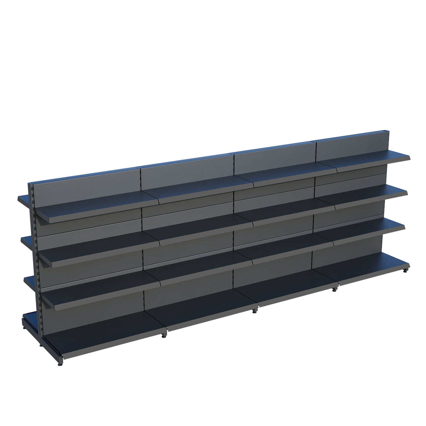 Antrasit Çift Yönlü Orta Reyon Market RafıD30CMxG320CMxH140CM