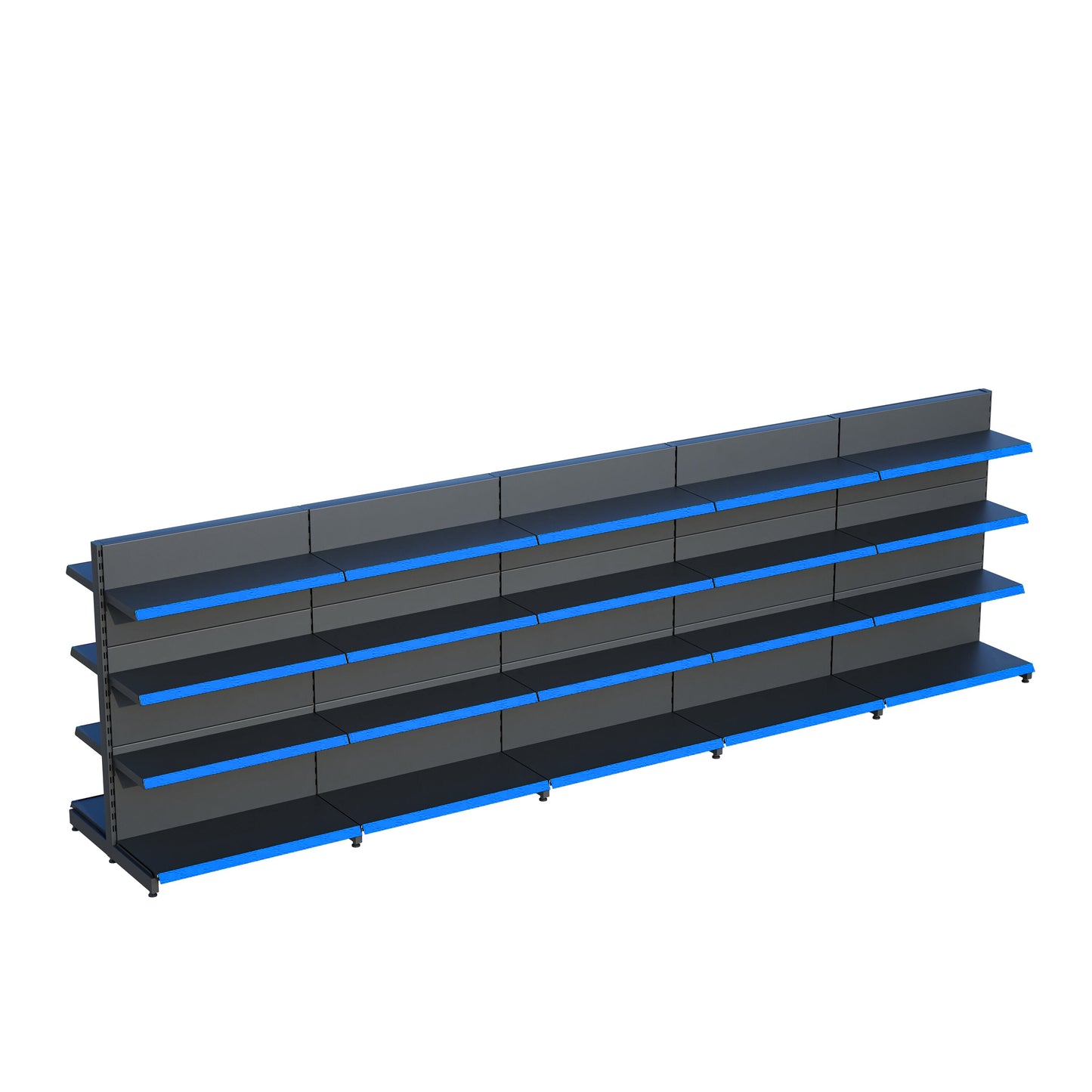 Antrasit Çift Yönlü Orta Reyon Market RafıD30CMxG350CMxH140CM