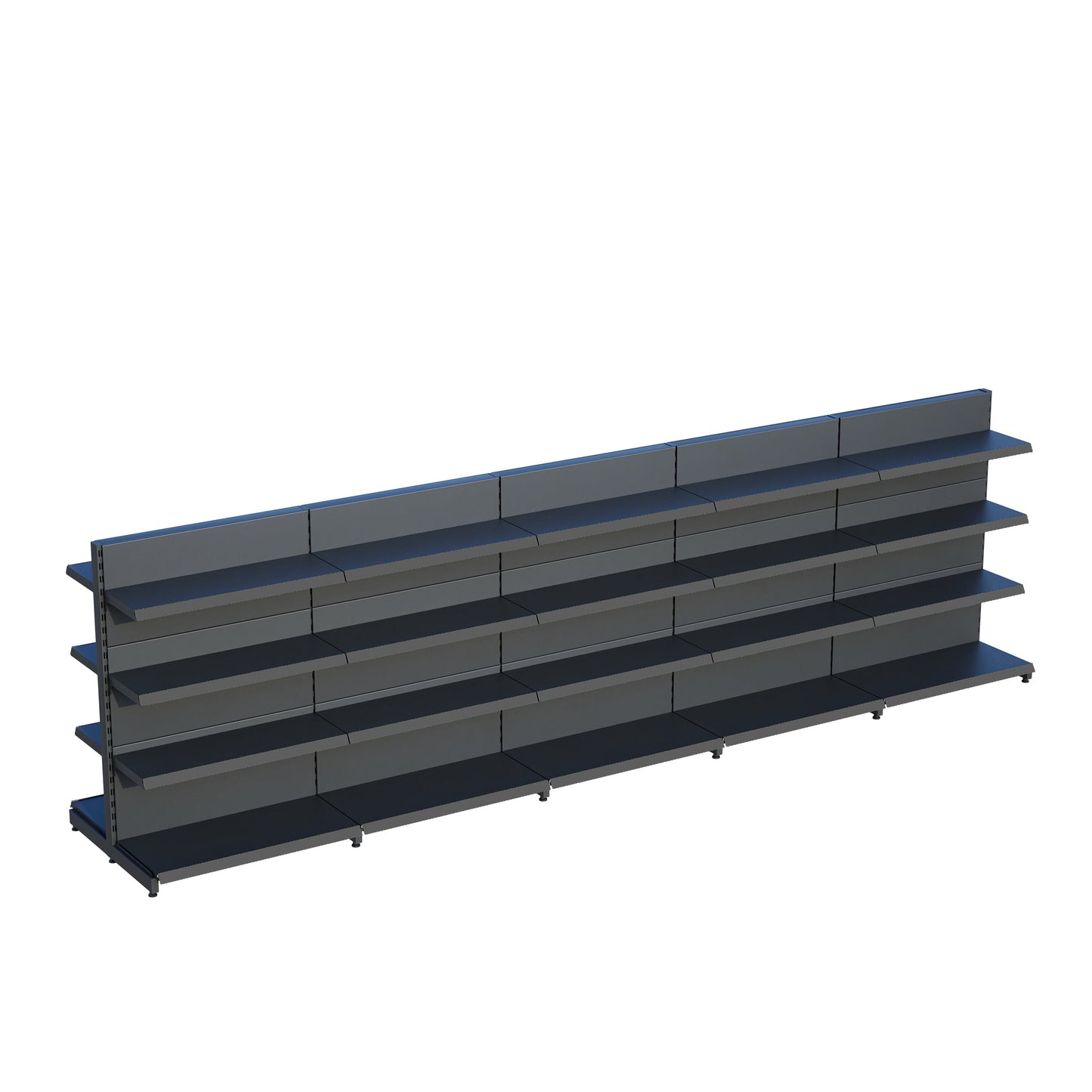 Antrasit Çift Yönlü Orta Reyon Market RafıD30CMxG350CMxH140CM