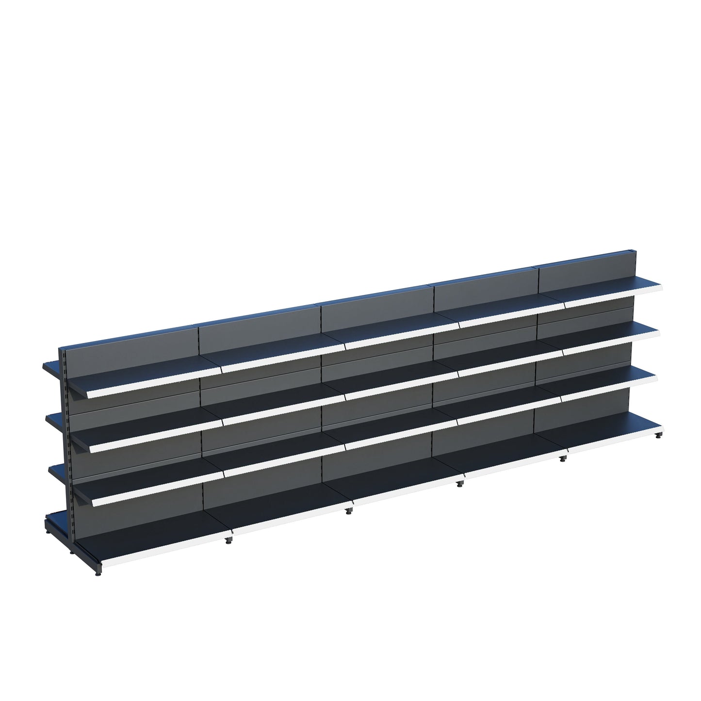 Antrasit Çift Yönlü Orta Reyon Market RafıD30CMxG350CMxH140CM