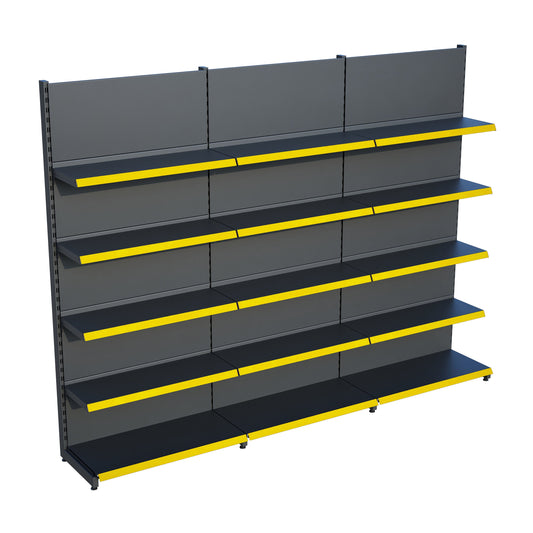 Antrasit Market Petshop Kırtasiye Rafı Duvar Ünitesi D30CMxG210CMxH220CM Antrasit Market Raf Sistemi