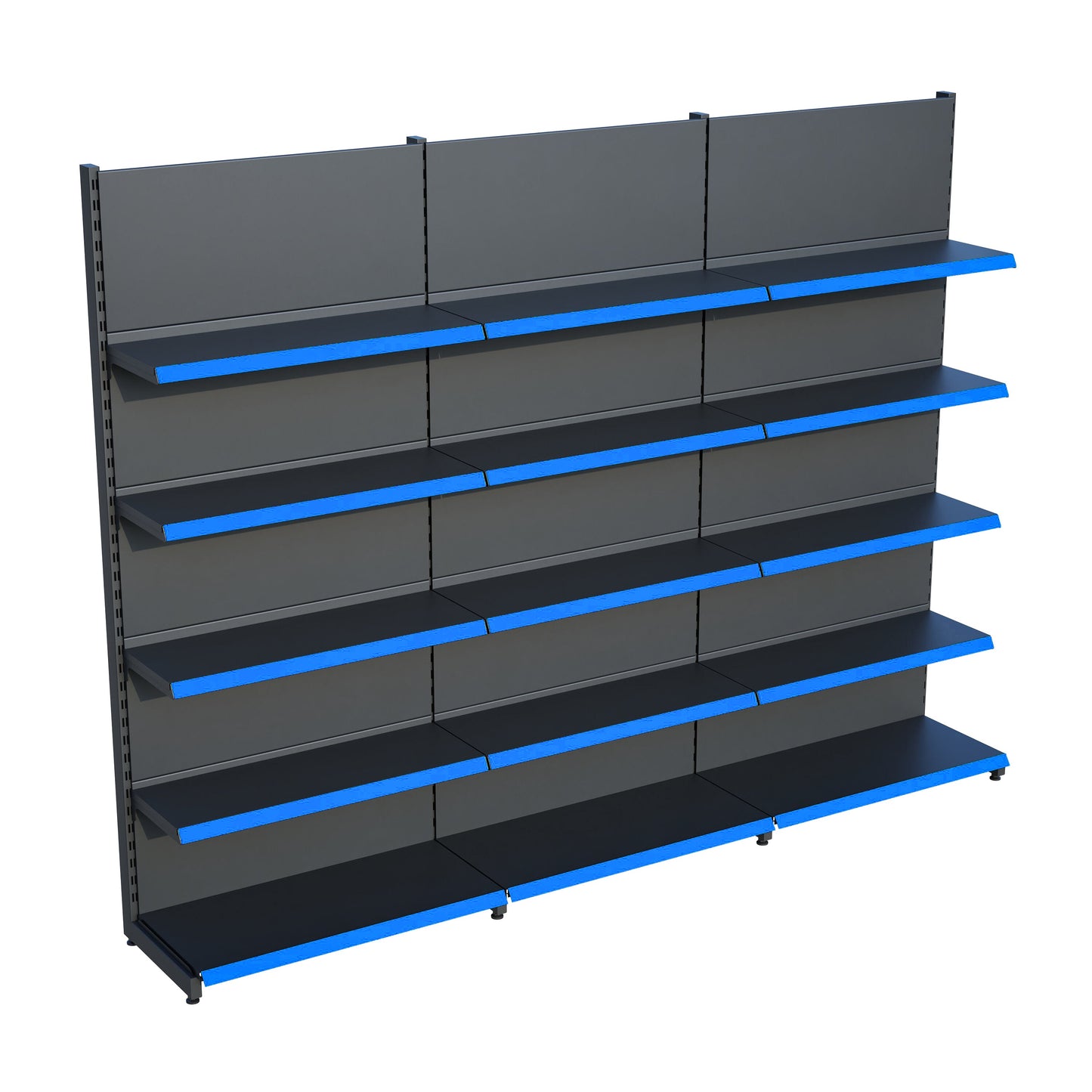 Antrasit Market Petshop Kırtasiye Rafı Duvar Ünitesi D30CMxG210CMxH220CM Antrasit Market Raf Sistemi