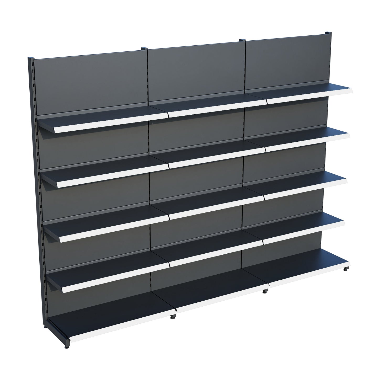 Antrasit Market Petshop Kırtasiye Rafı Duvar Ünitesi D30CMxG210CMxH220CM Antrasit Market Raf Sistemi