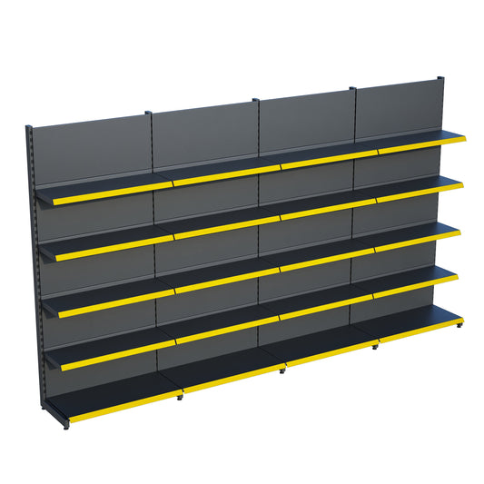 Antrasit Market Petshop Kırtasiye Rafı Duvar Ünitesi D30CMxG400CMxH220CM Antrasit Market Raf Sistemi