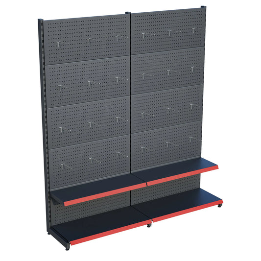 Antrasit Metal 2'li Birleşik 2 Katlı Market Raf Sistemi | Market Rafı | G180CM Yükseklik H220 CM| Raffar