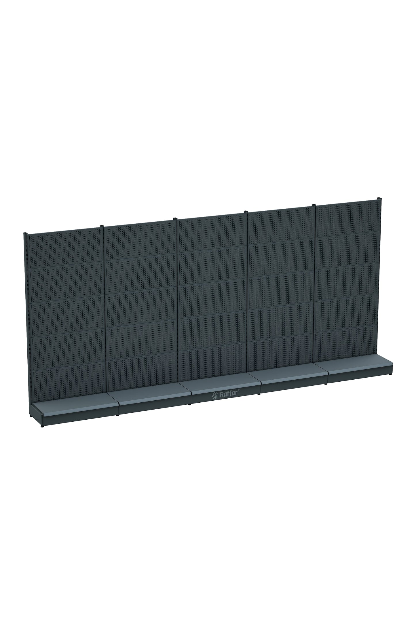 BAZALI Antrasit Metal 5Lİ Birleşik Market Raf Sistemi | Hırdavat Rafı | G450CM Yükseklik H220 CM|