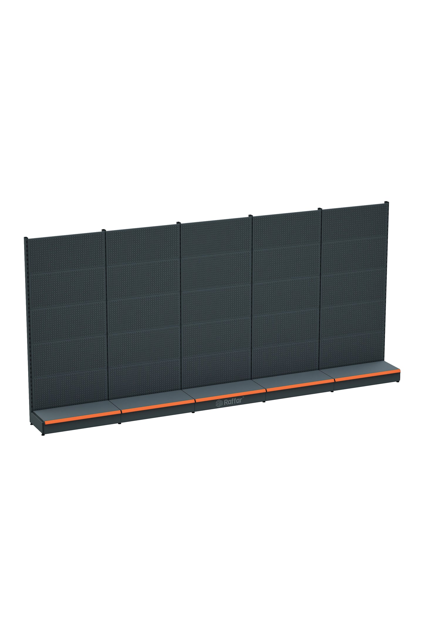 BAZALI Antrasit Metal 5Lİ Birleşik Market Raf Sistemi | Hırdavat Rafı | G450CM Yükseklik H220 CM|