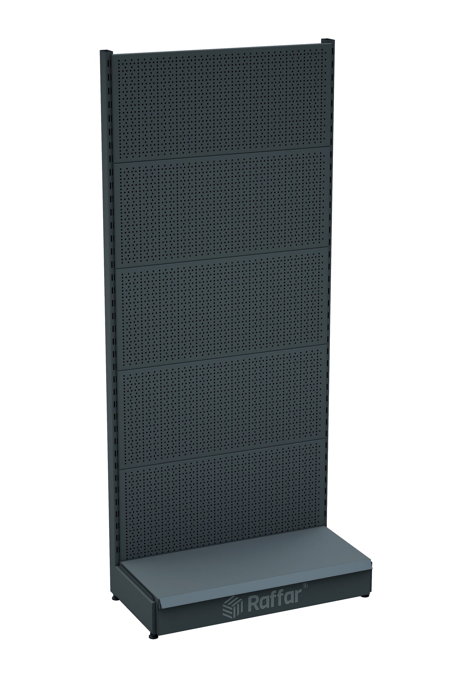 BAZALI Antrasit Metal Delikli  Market Raf Sistemi | Hırdavat Rafı |  G90CM Yükseklik H220 CM|