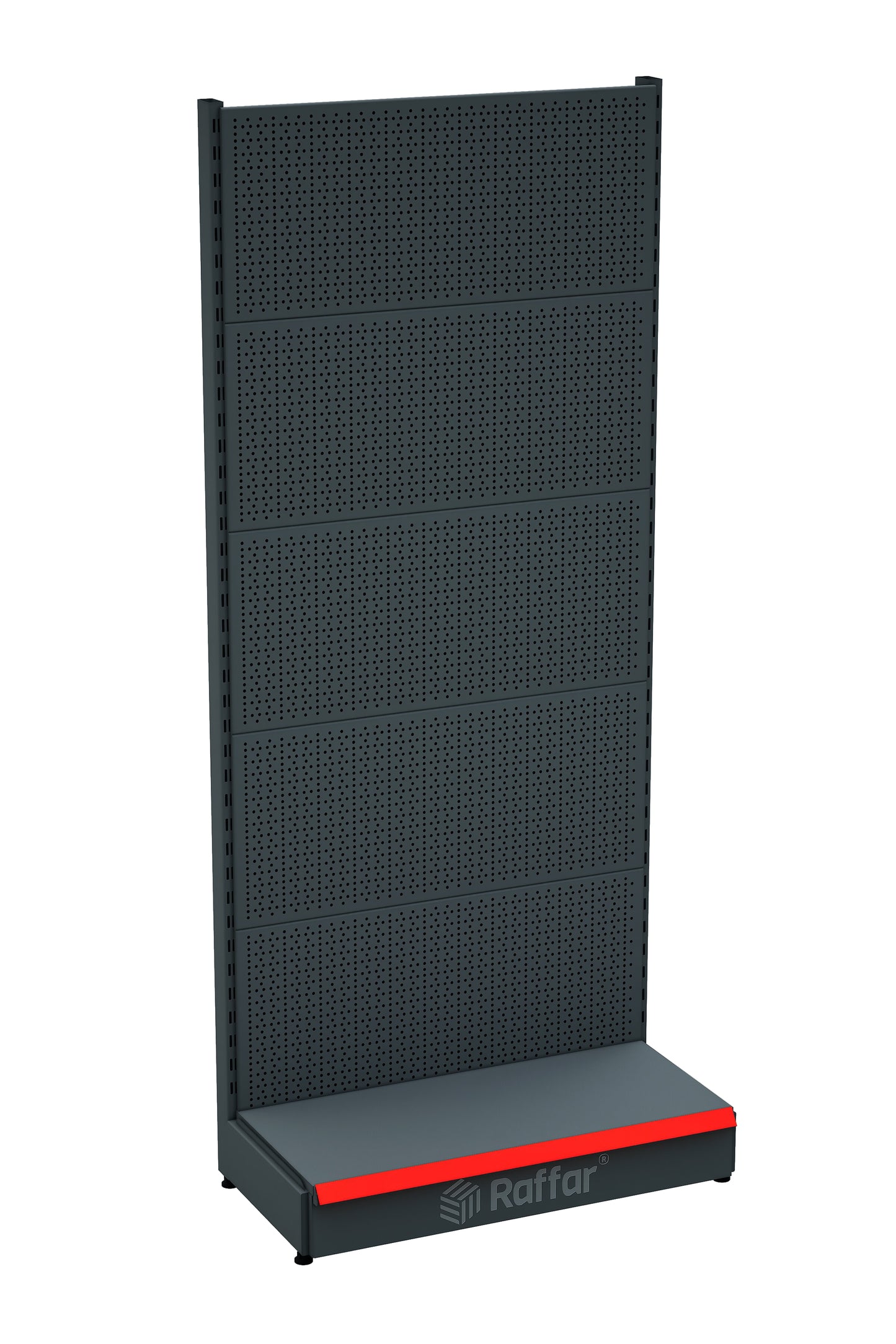 BAZALI Antrasit Metal Delikli  Market Raf Sistemi | Hırdavat Rafı |  G90CM Yükseklik H220 CM|