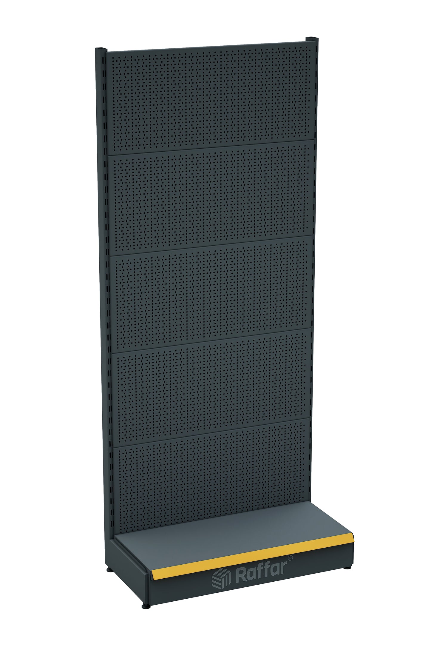 BAZALI Antrasit Metal Delikli  Market Raf Sistemi | Hırdavat Rafı |  G90CM Yükseklik H220 CM|