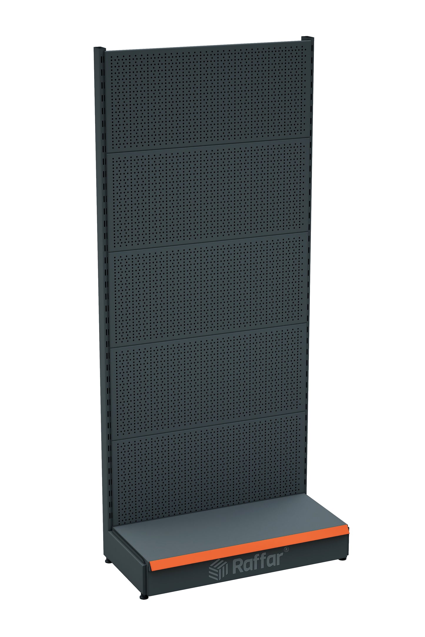 BAZALI Antrasit Metal Delikli  Market Raf Sistemi | Hırdavat Rafı |  G90CM Yükseklik H220 CM|