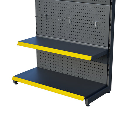 Antrasit Renk 2 Katlı Kancalı Hırdavat Raf Sistemi | Market Rafı | Yükseklik H220 CM|